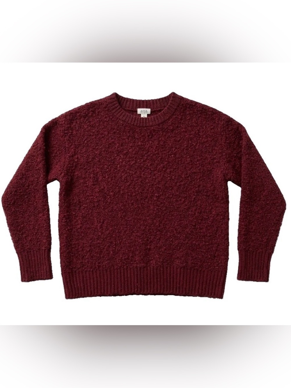 a.n.a A New Approach Burgundy Bouclé Knit Crewneck Sweater Women’s Size M